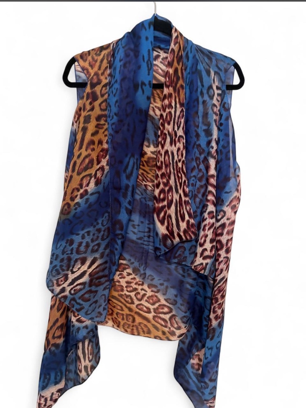 Blue Multi Leopard Print Women's Scarf & Vest